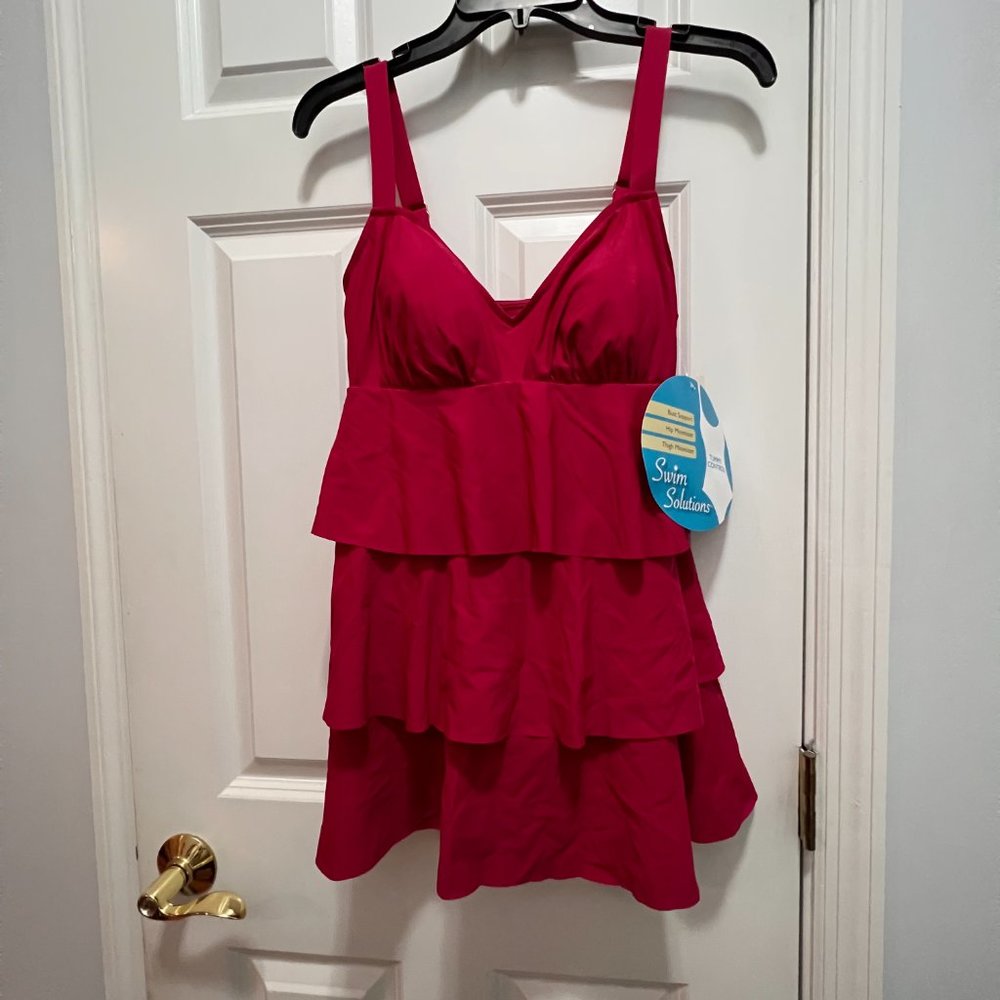 Swim Solutions NWT size 10 red pomegrante swimsuit